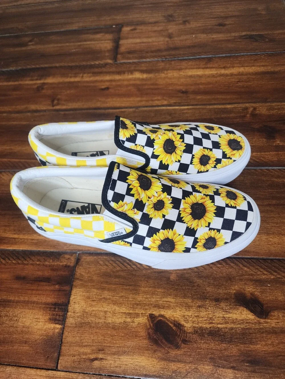 Vans Sunflower Checkerboard Classic Slip-On Platform Sneakers Size 8